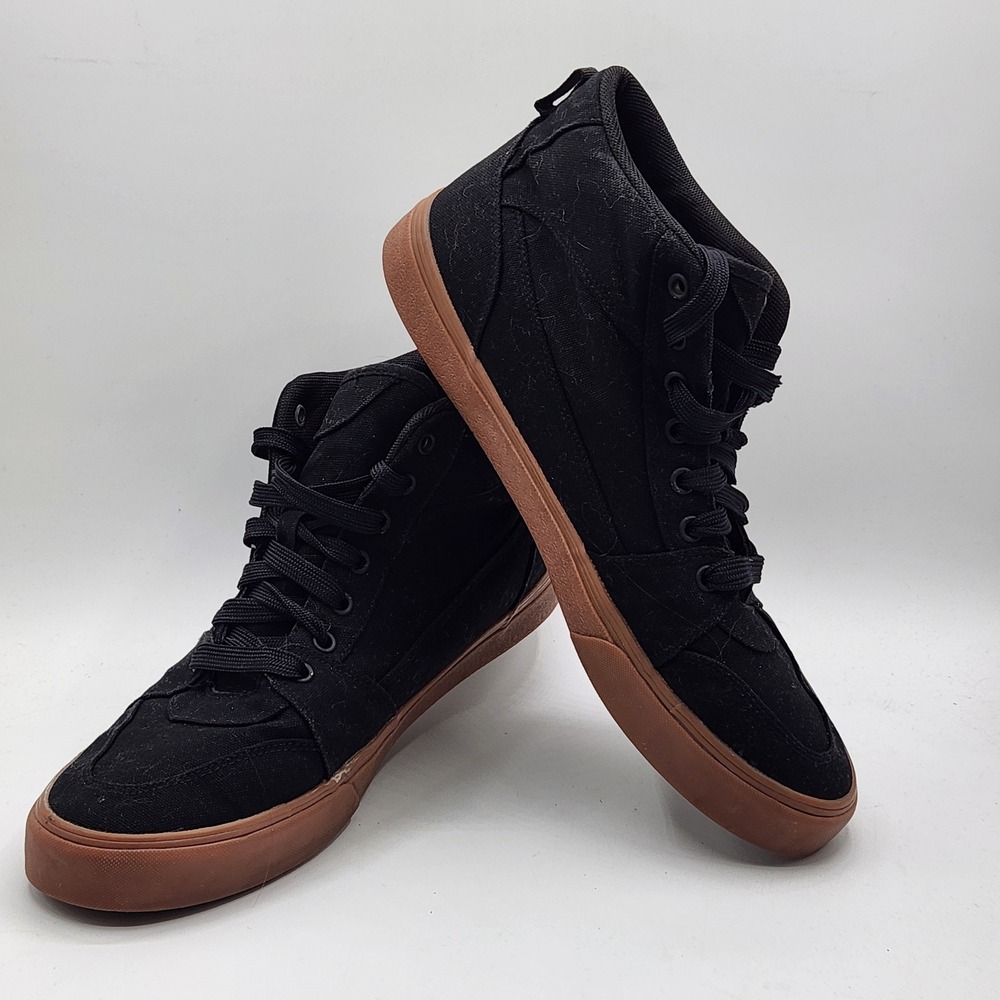 No Boundaries Mens Black Canvas High‎ Top Sneakers Gum Sole Size 11